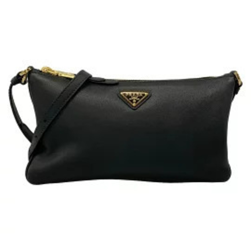 Prada Tessuto Shoulder Bag Black Leather